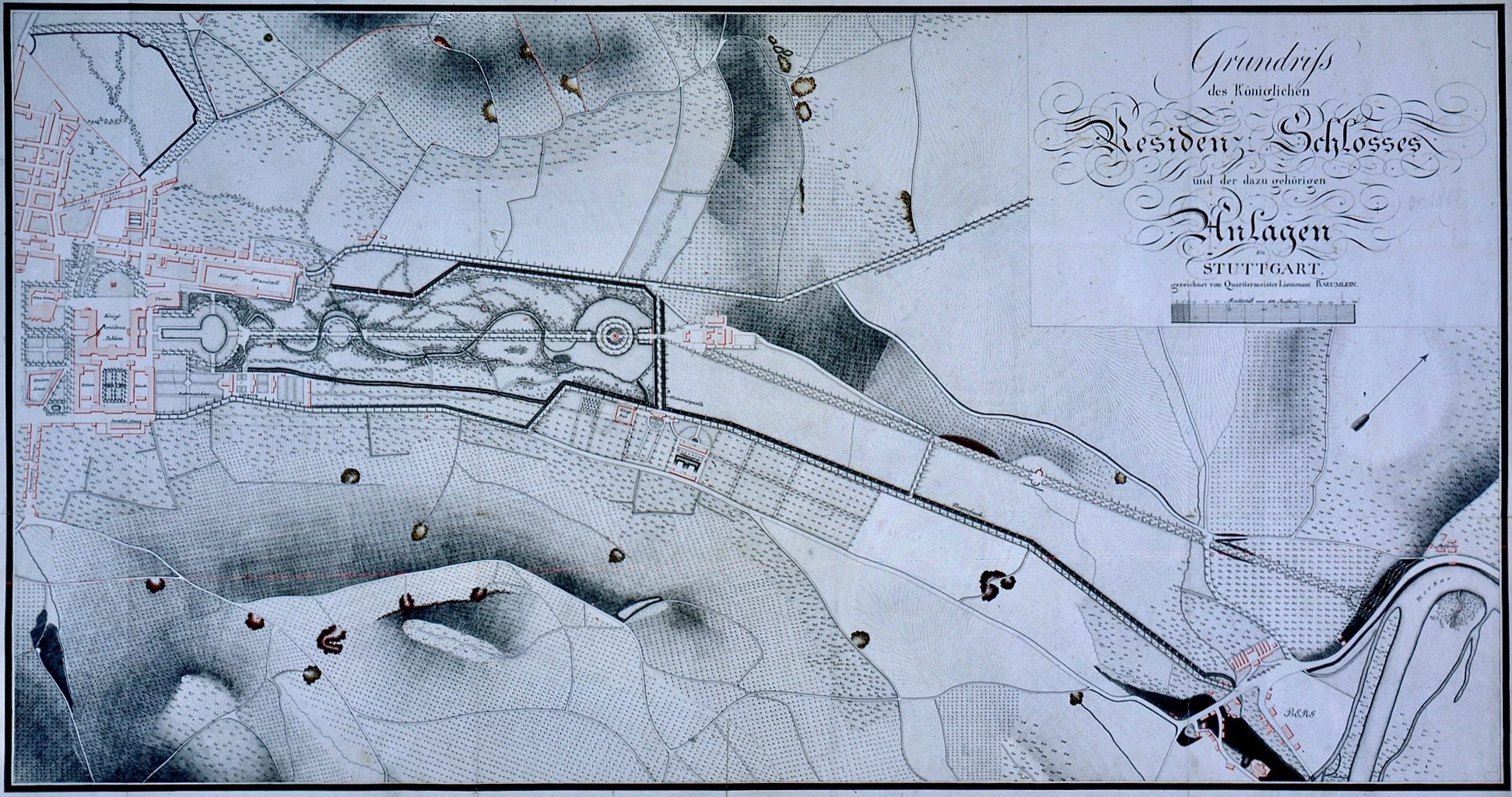 1815 Plan einer kerzengeraden Allee von der Cannstatter Straße bis zum Kahlenstein