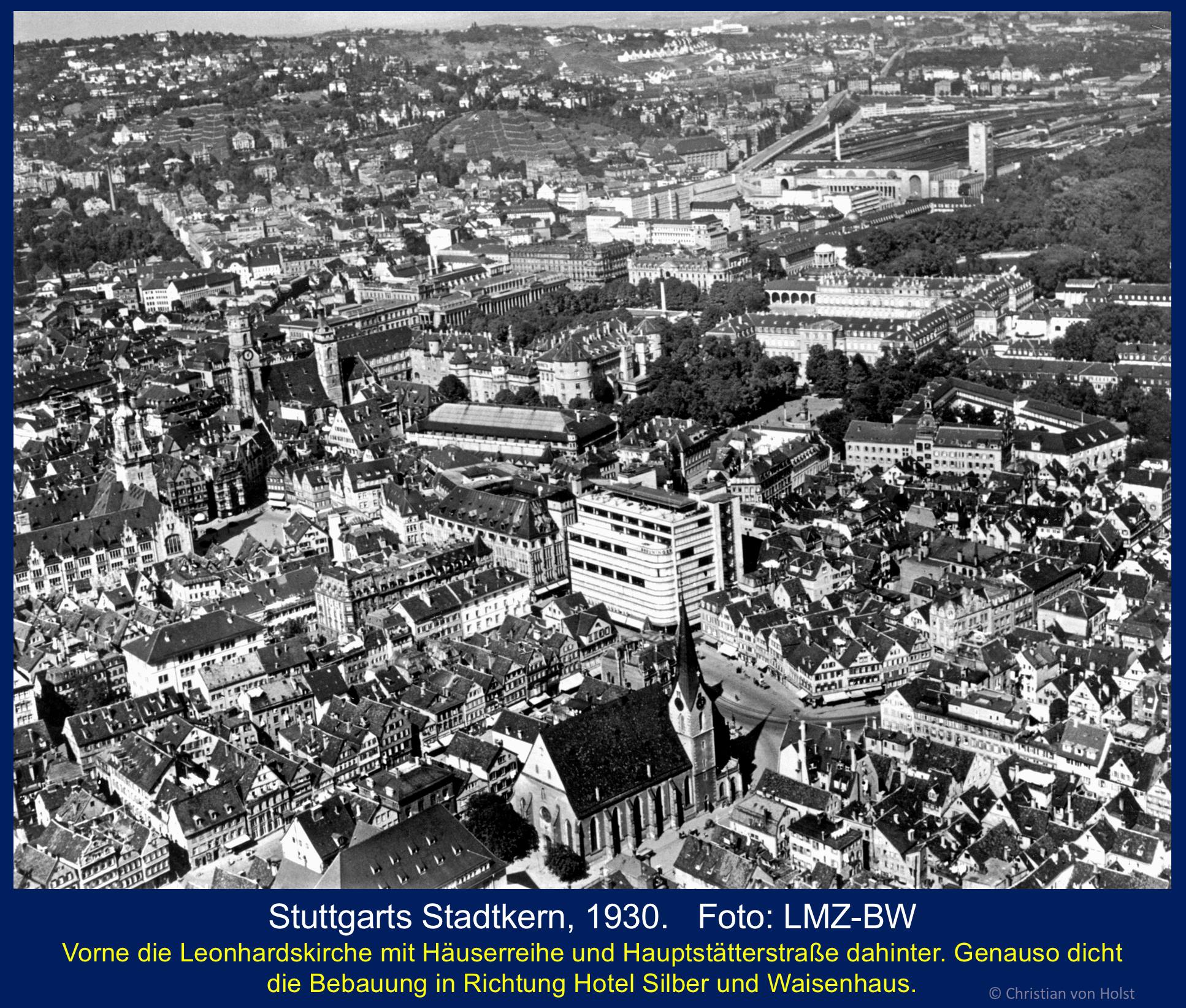 Stuttgarts Stadtkern Luftbild 1930