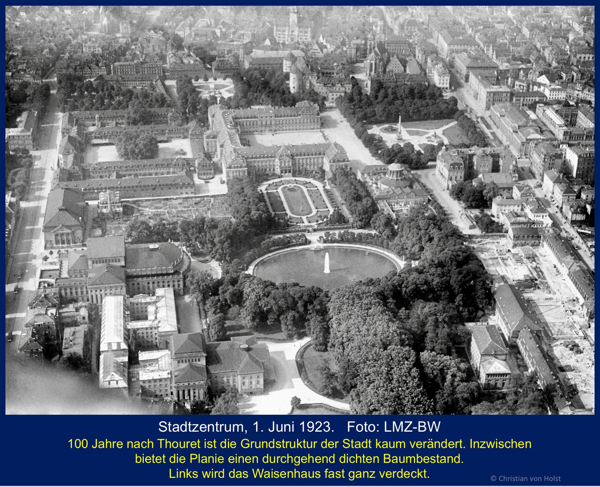 Planie — Scharnier zwischen Schlossareal und Stadtkern, Luftbild 1923