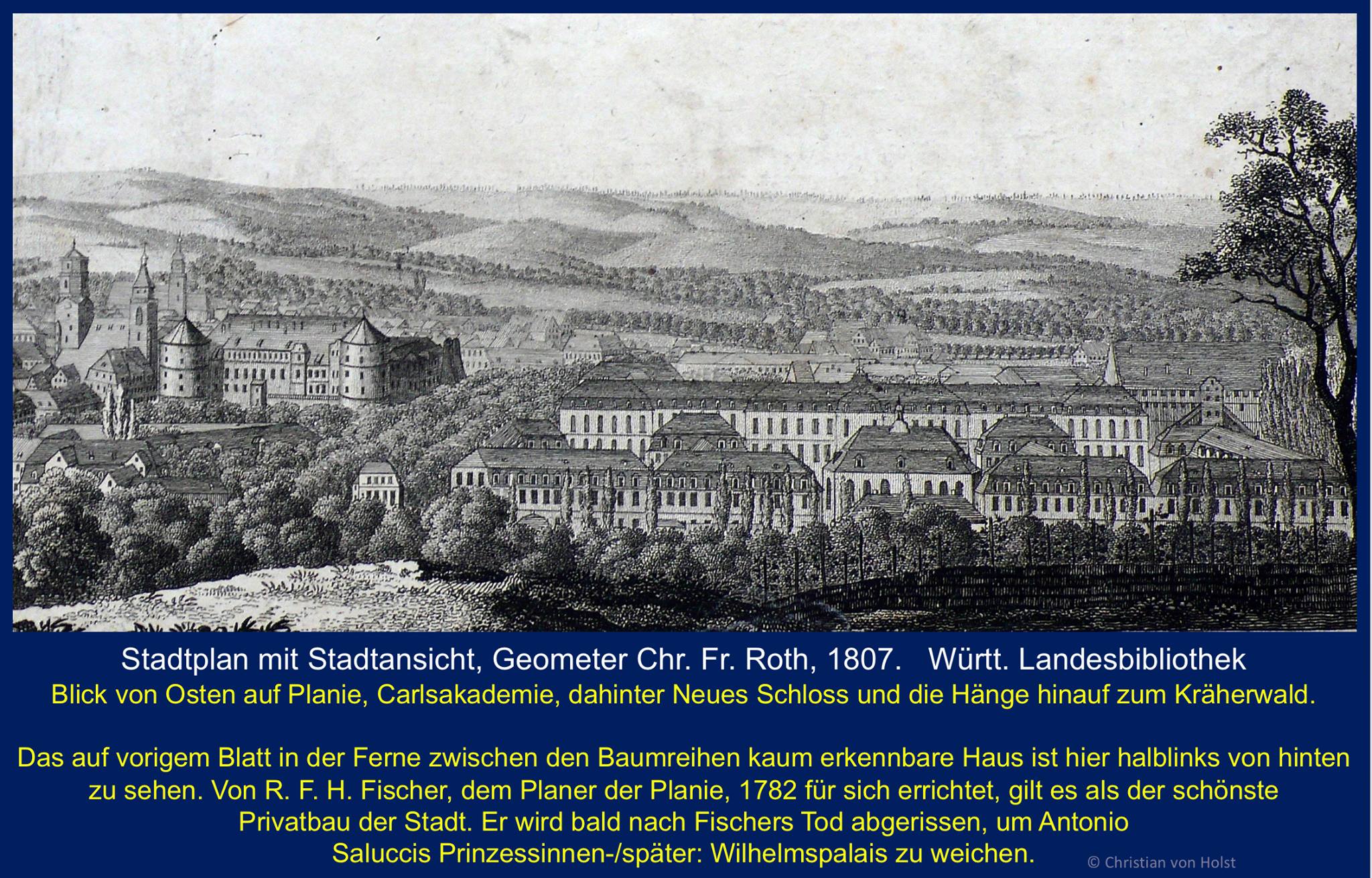 Stadtplan 1807 Chr. Fr. Roth: Planie von Osten Württ. Landesbibliothek