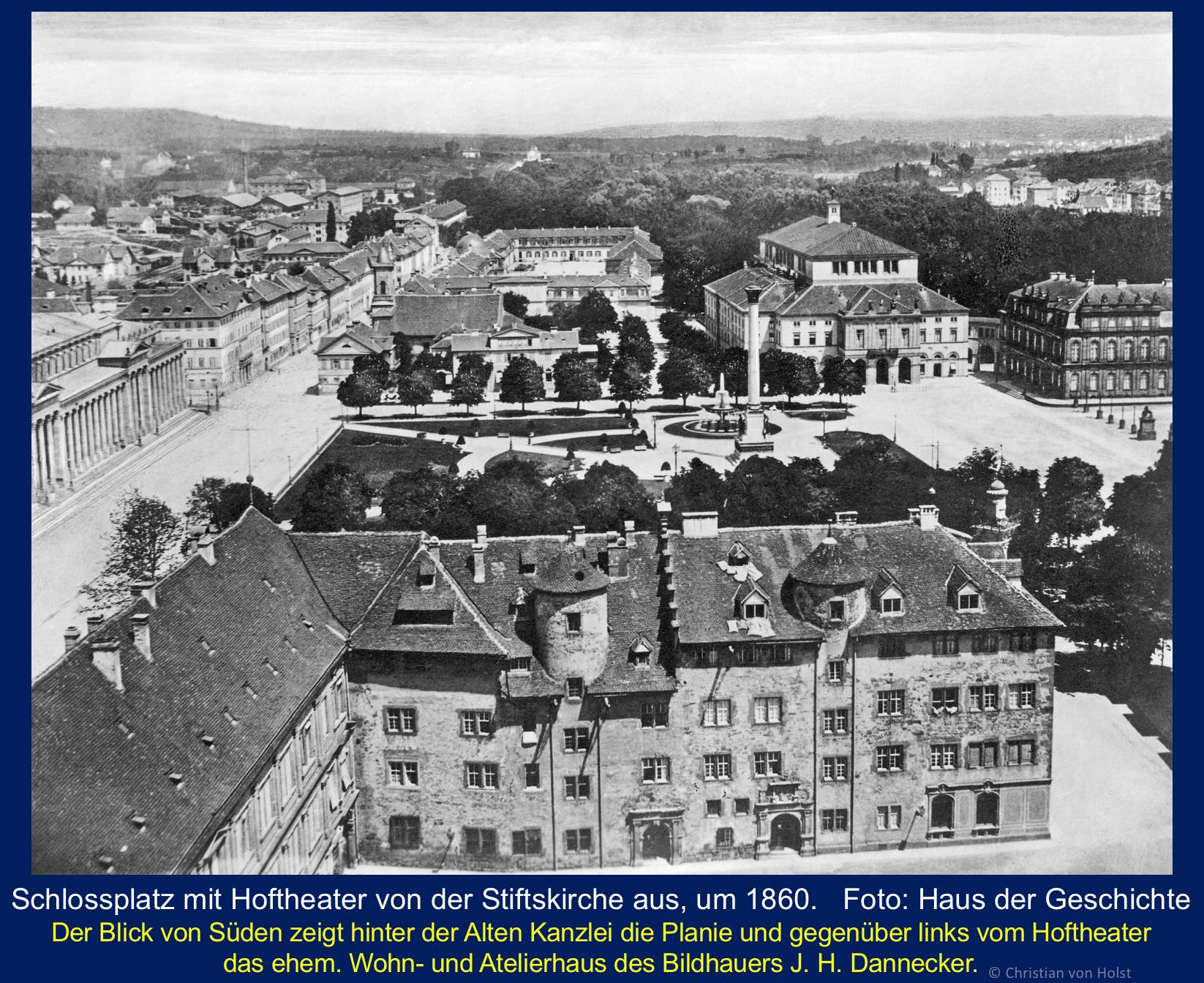 Blick von der Stiftskirche auf den Schlossplatz um 1860 Haus der Geschichte