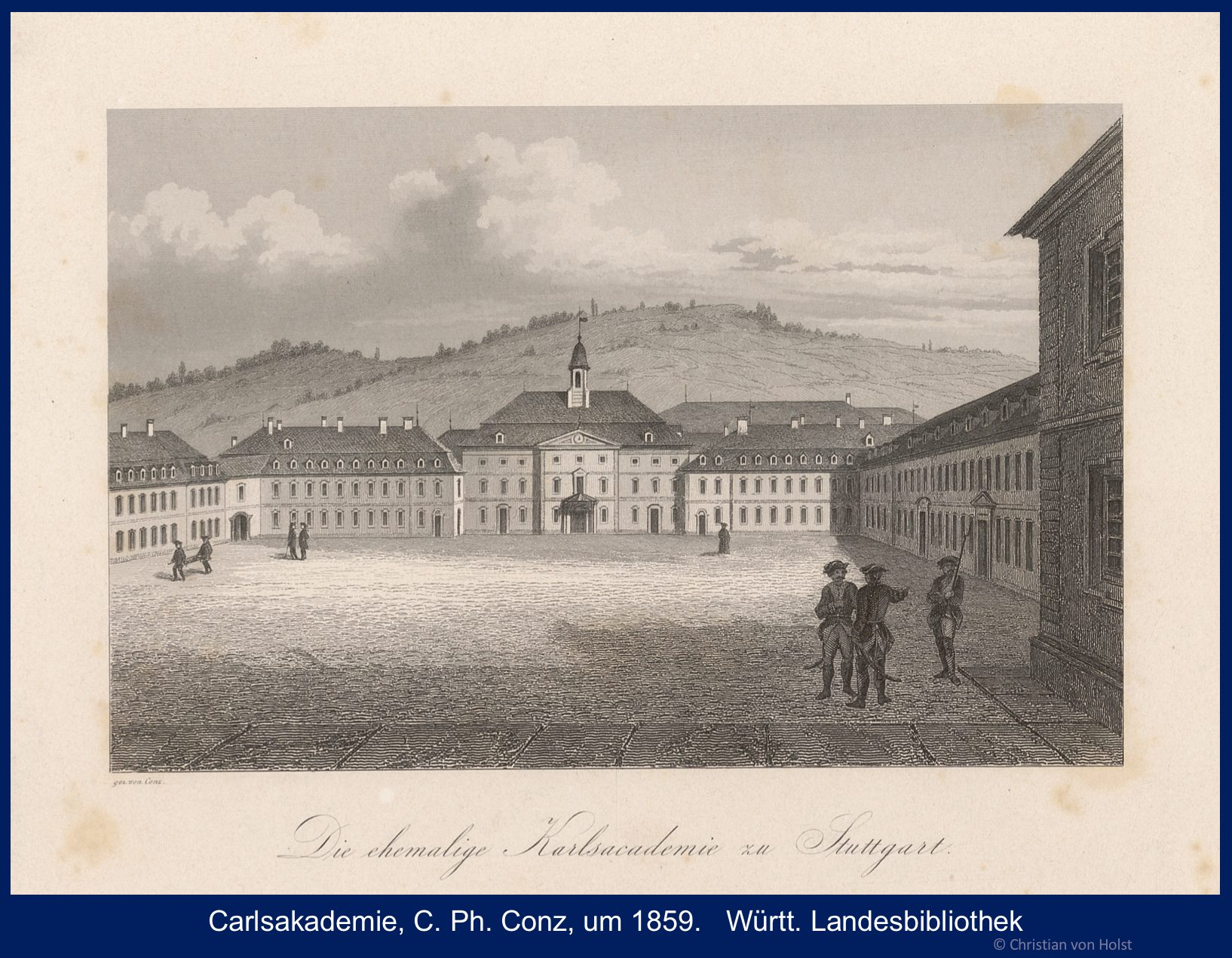 Carlsakademie: Schlüsselbau im Stadtbild Stuttgarts: Innenhof um 1859 von C. Ph. Conz