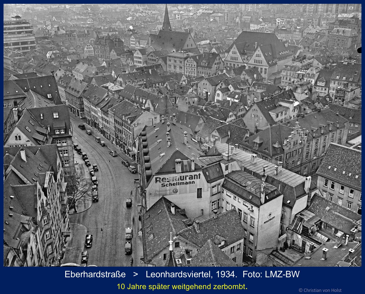 Vogelschau auf das Leonhardsviertel 1934 Foto Landesmedienzentrum BW