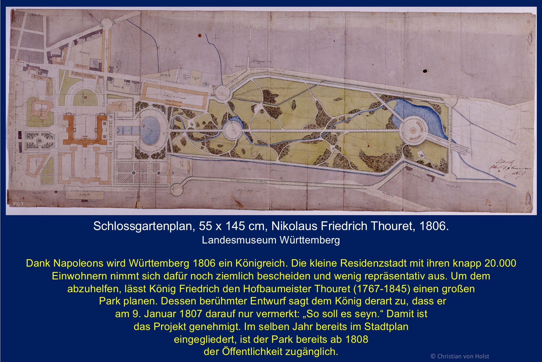 Ovalsee: Nikolaus Thouret, 1808-1850 – Thourets Schlossgartenplan 1806 Landesmuseum Stuttgart