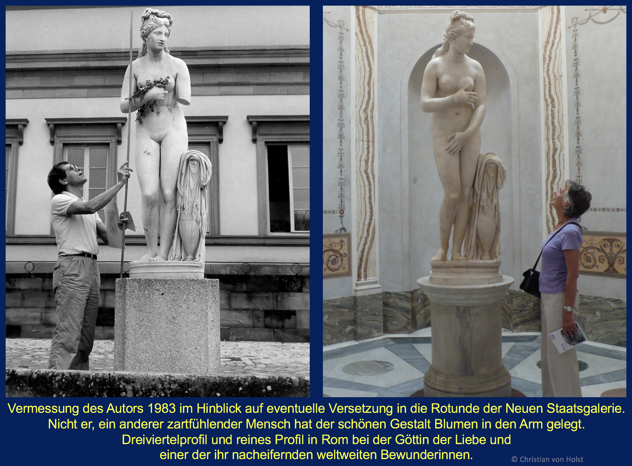 Venus-Statuen bei Schloss Rosenstein – Kapitolinische Venus mit dem Autor 1983 und in Rom