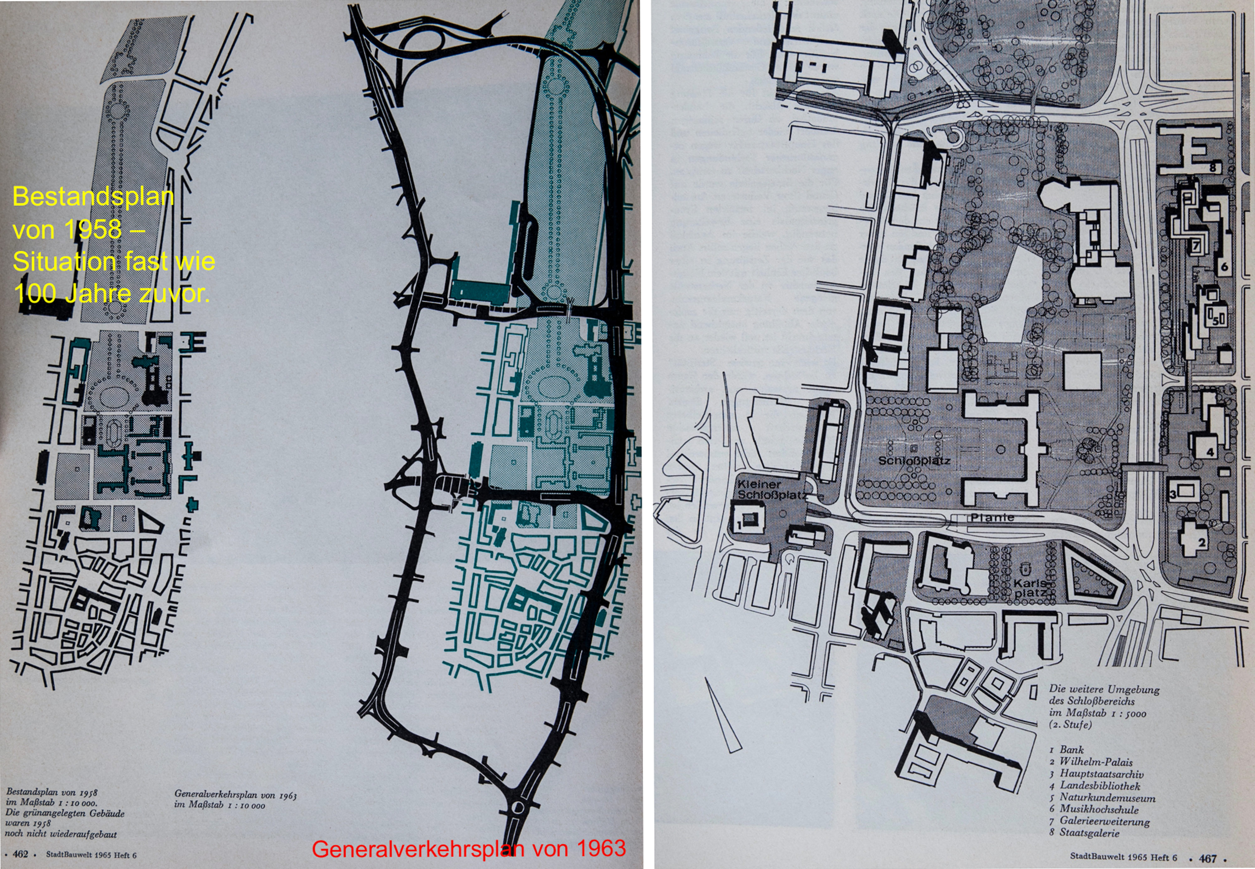 Stuttgart: radikale Verkehrsplanung 1965 zu Lasten bestehender Bauten