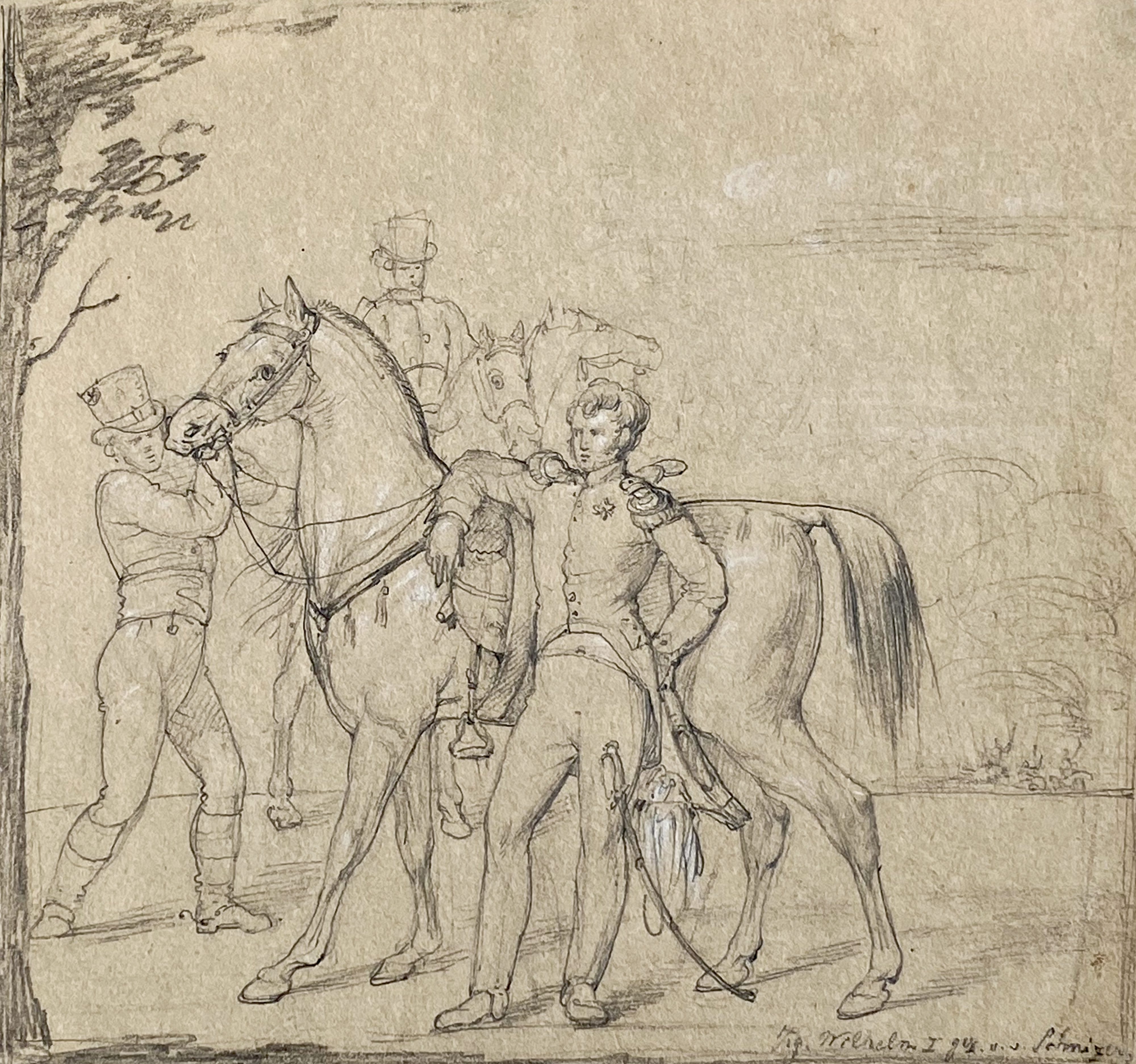 Wilhelm in lässigem Umgang mit seinem Leibreitpferd