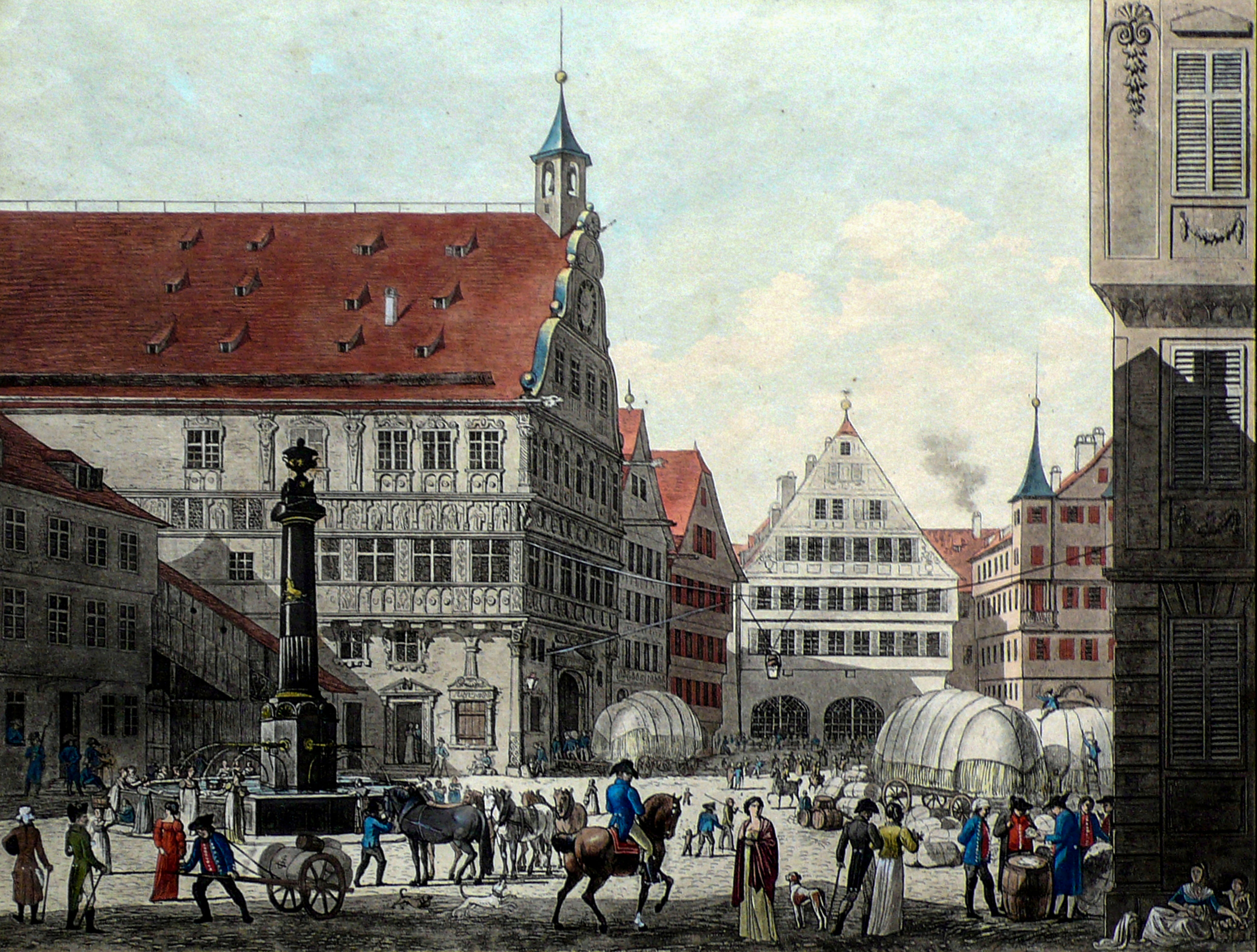 Marktplatz Stuttgart 1815 Brunnen von Nikolaus Thouret