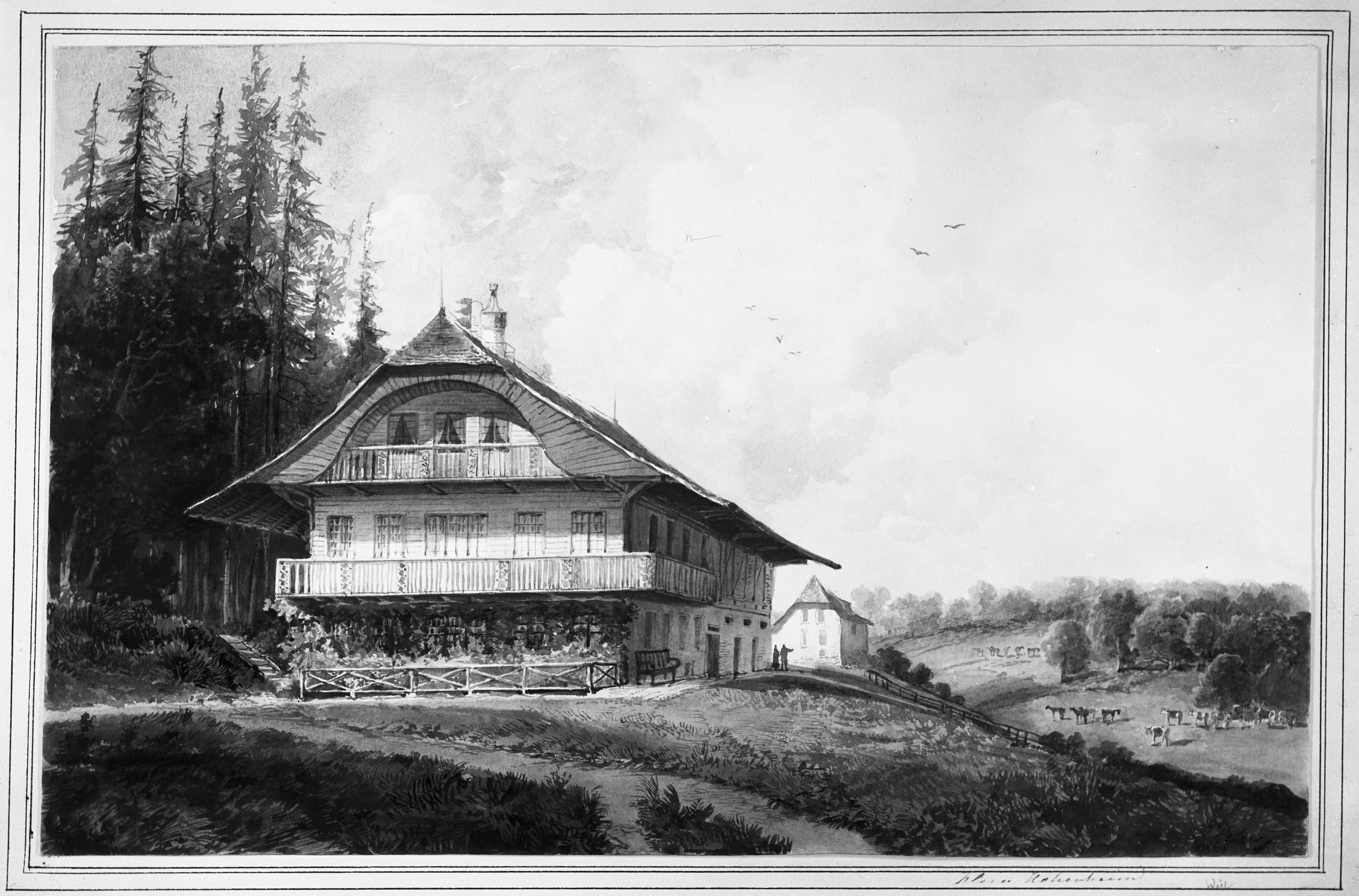 Gestüt Kleinhohenheim: das Schweizerhaus 1848 von Pieter Francis Peters