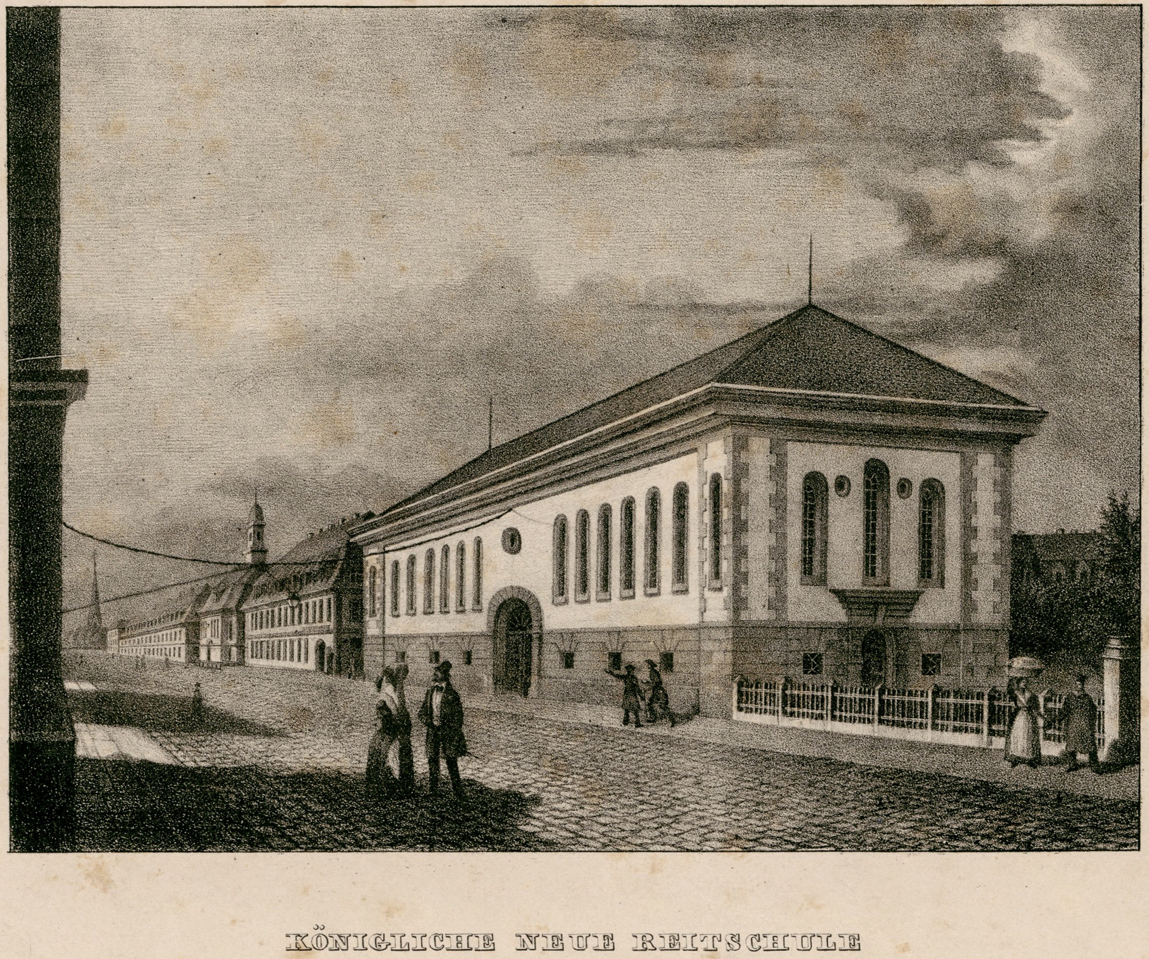 Kgl. Reithaus – Wiedergabe um 1840 Landesbibliothek Stuttgart