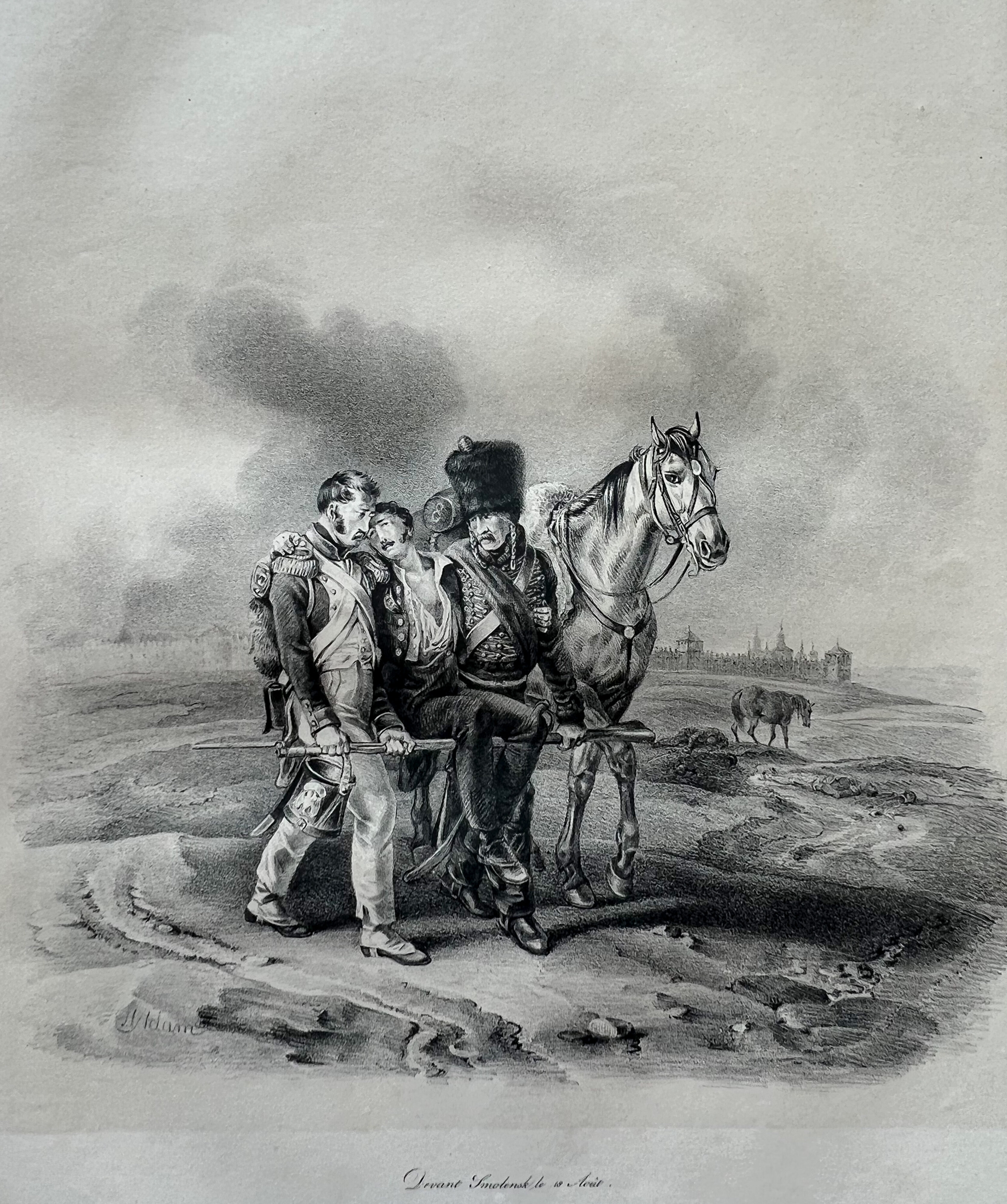 Albrecht Adam, Russland 1812, Smolensk - Hilfe für einen Verletzten