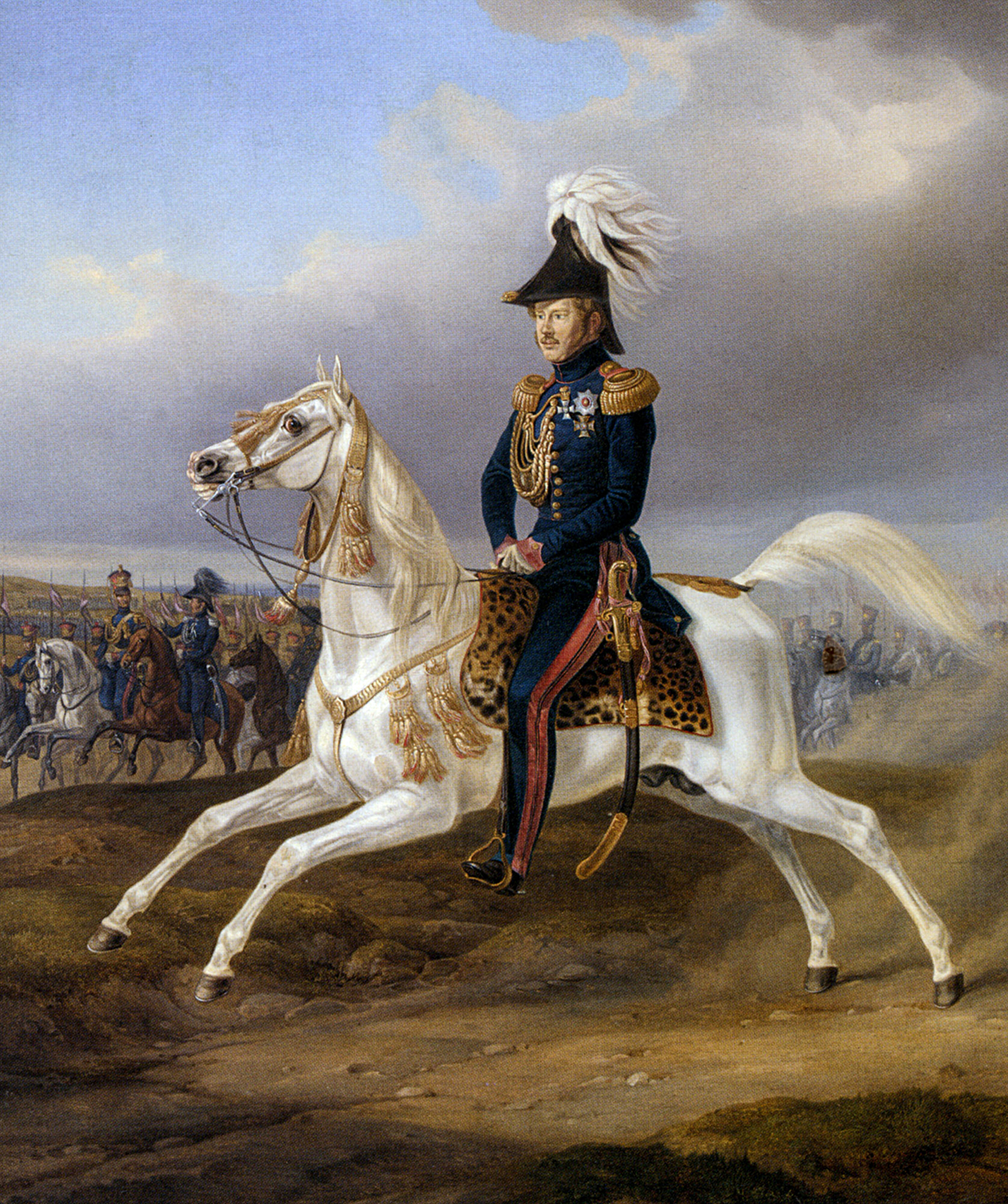Albrecht Adam und Wilhelm I. zu Pferd, Fassung Großbritannien