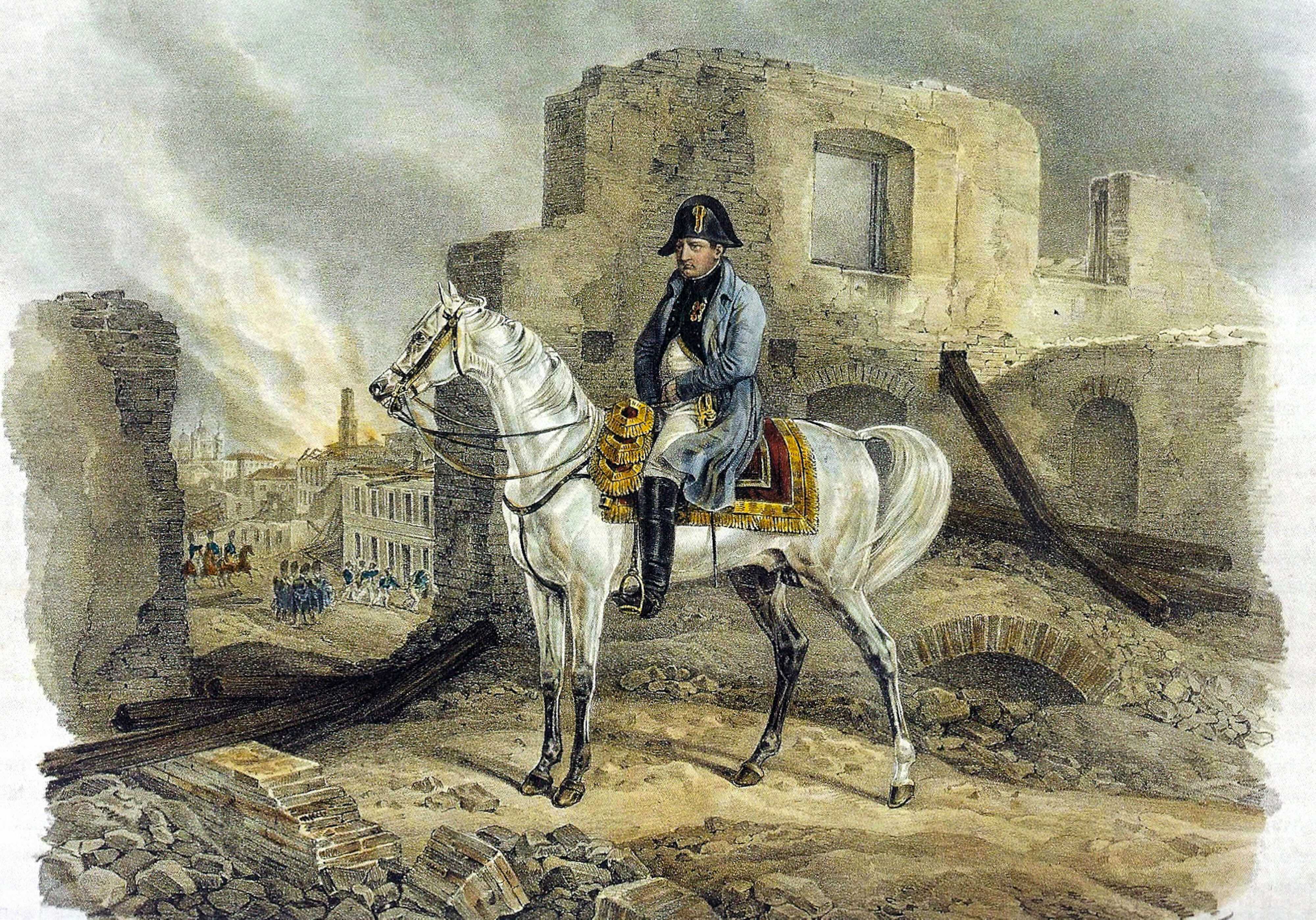 Albrecht Adam, Napoleon in Moskau – allein und grübelnd. Sein Niedergang ist vorhersehbar.