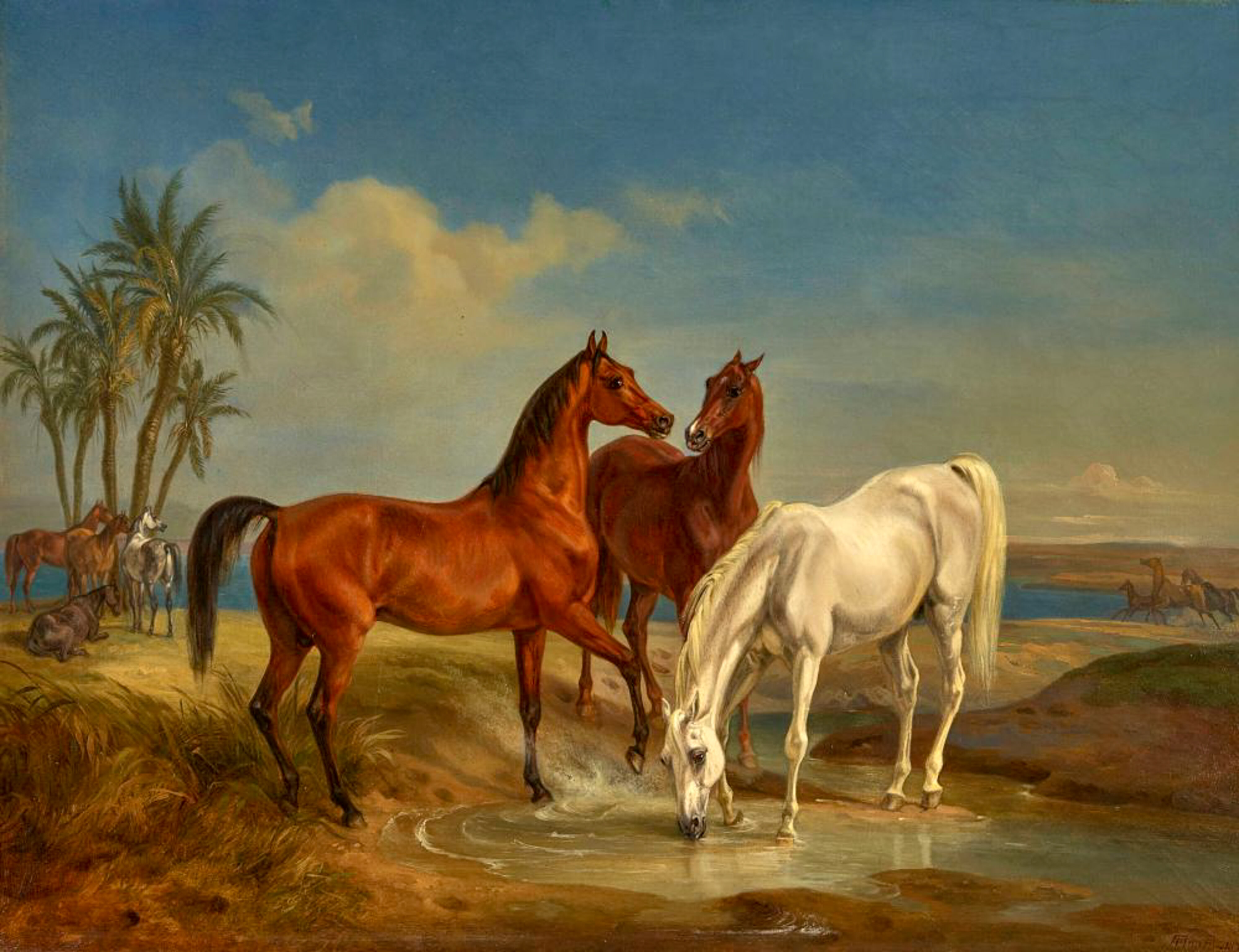 Albrecht Adam, Pferdebegegnung in arabischer Landschaft
