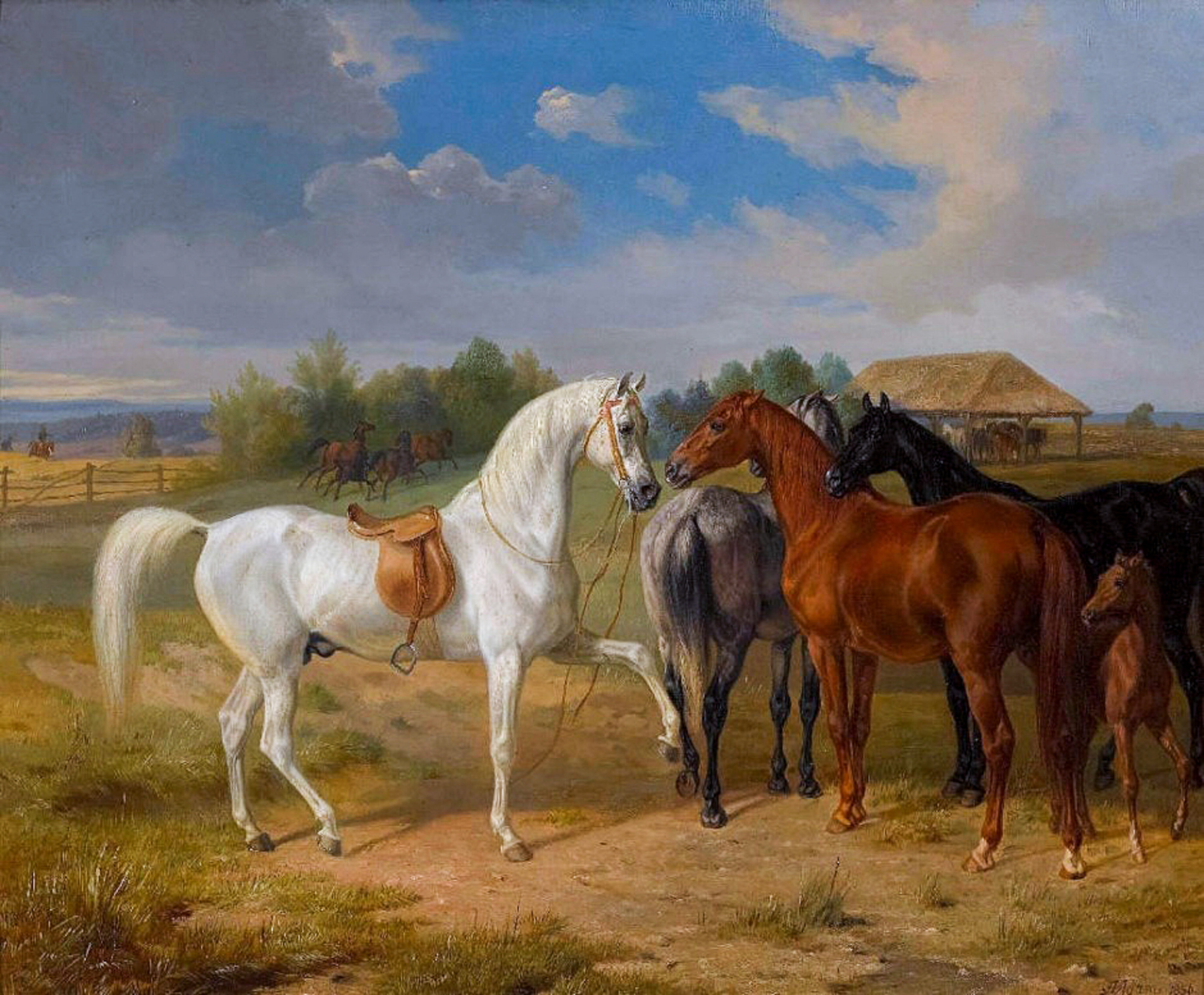 Albrecht Adam, Pferdebegegnungen – Pendant zu Sultan Mahmud oberhalb Scharnhausen