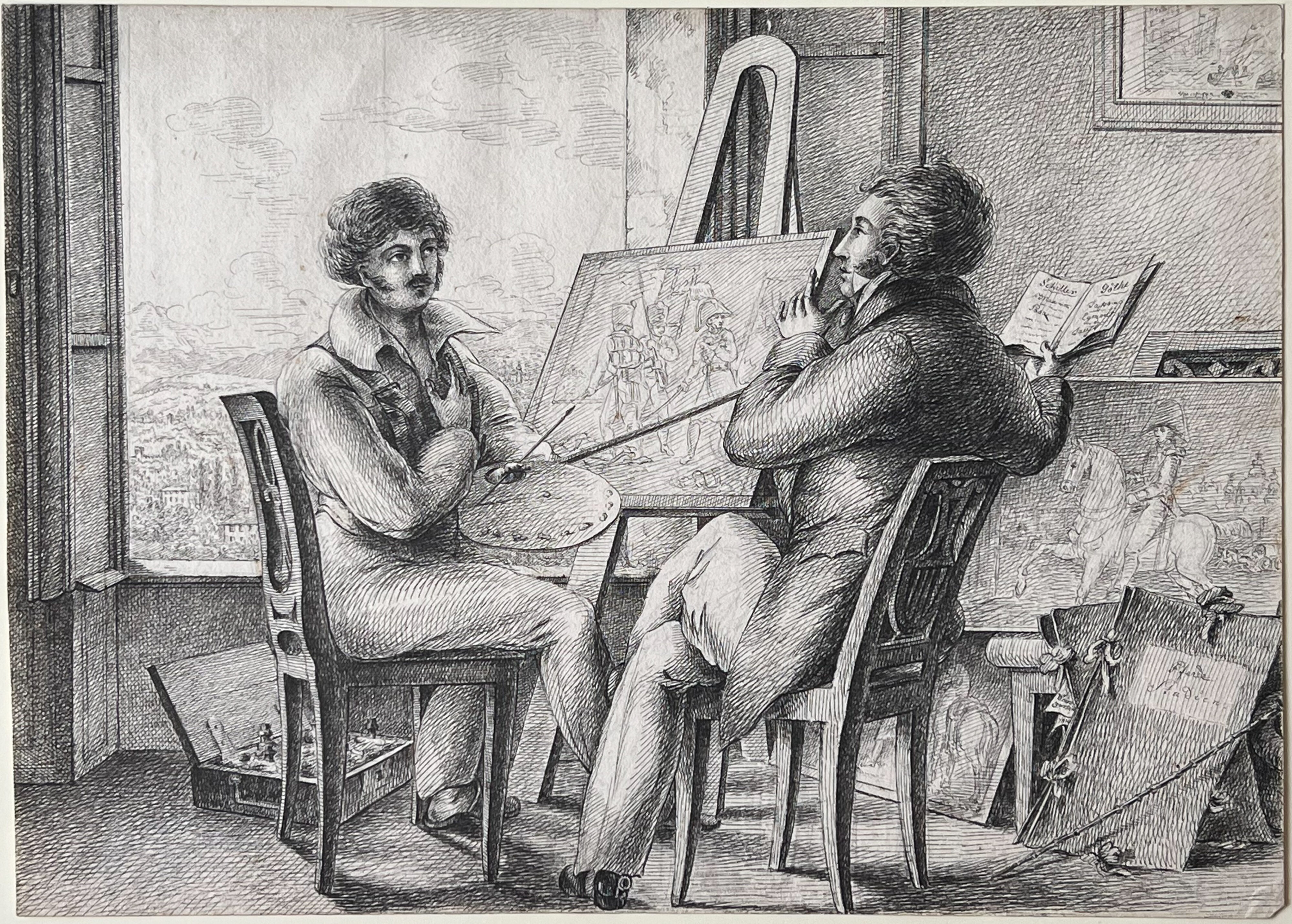 Albrecht Adam, Selbstbildnisse 1811/1831 mit Besucher am Comer See