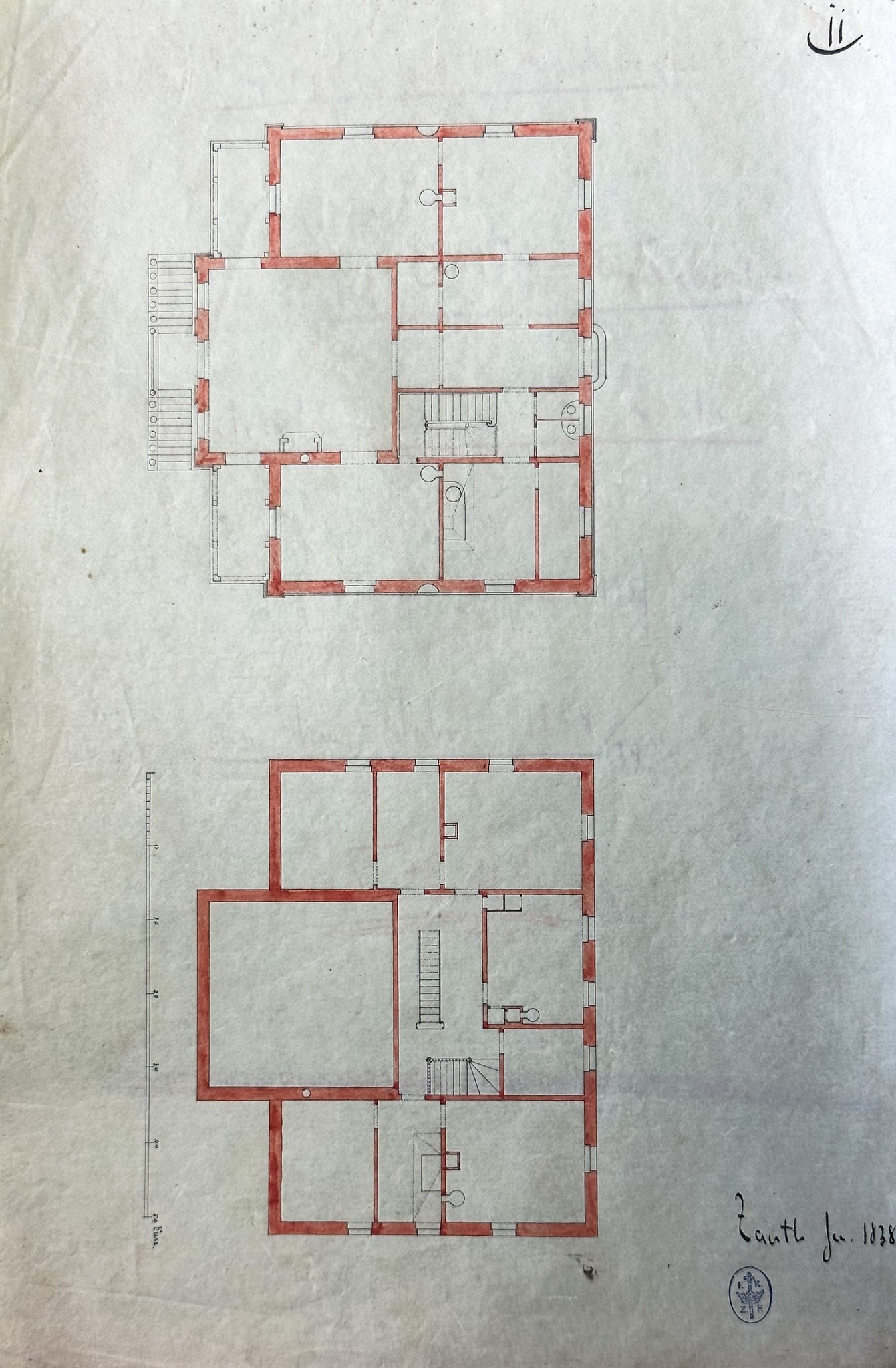 Schloss Fachsenfeld VII – Stuttgart, Landhaus Rebenberg III: der Bauantrag – Grundrissvarianten