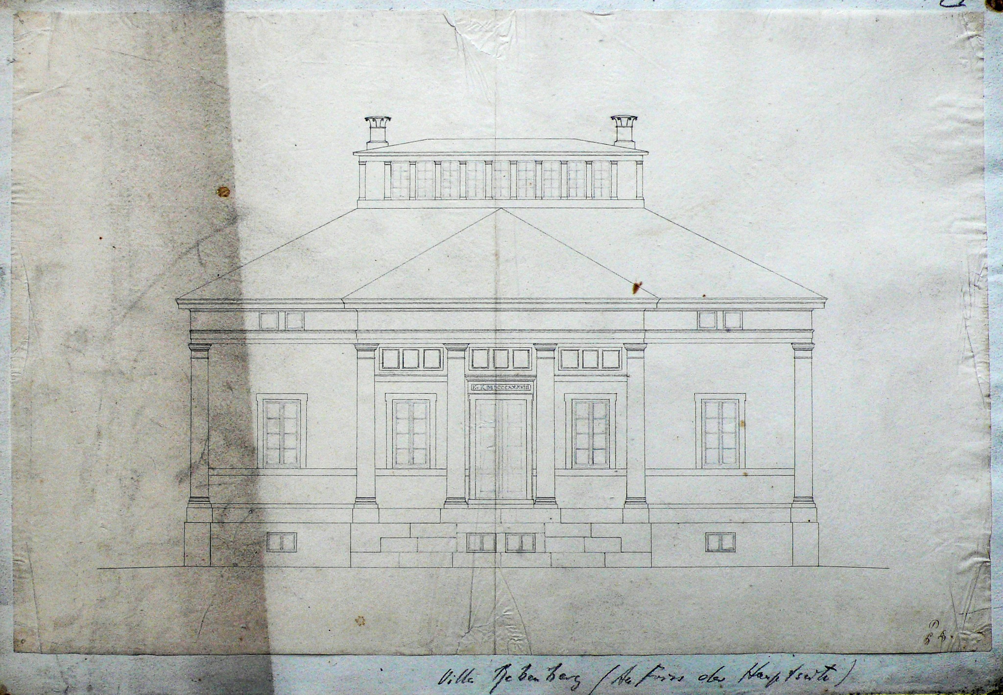 Schloss Fachsenfeld VII – Stuttgart, Landhaus Rebenberg III: der Bauantrag von Ludwig Zanth - die Hauptfassade