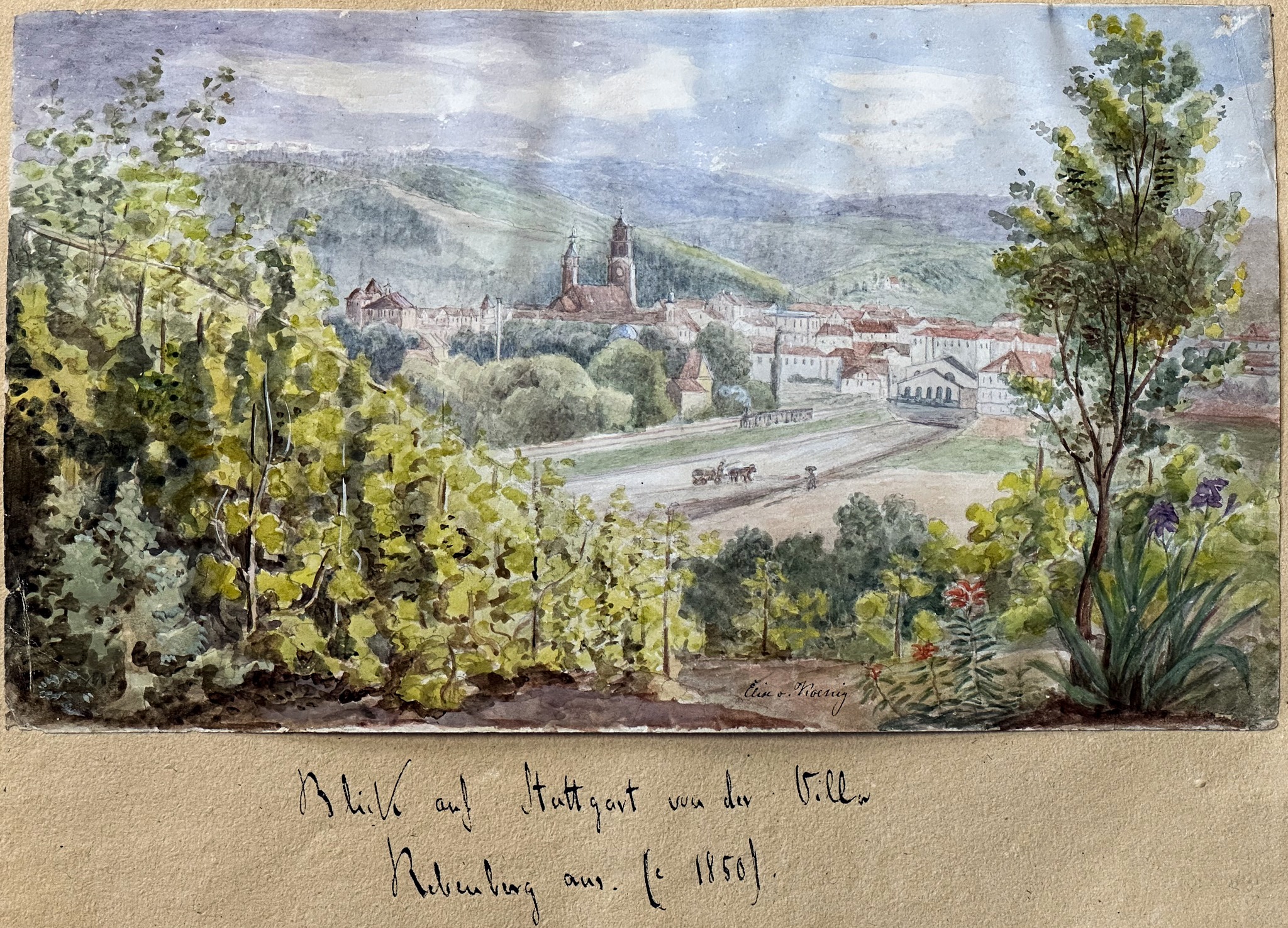 Elise von Koenig, Blick auf Stuttgart, um 1850