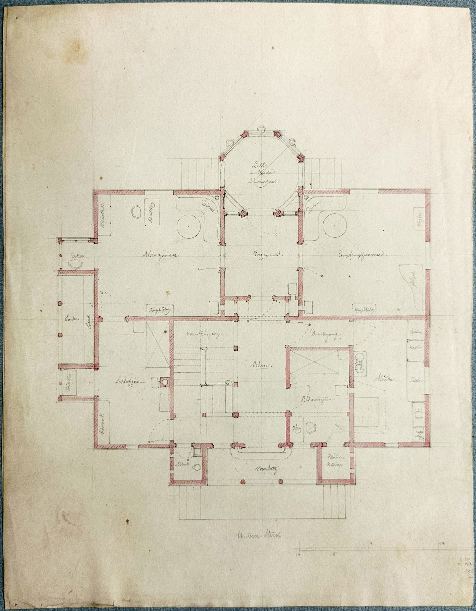 Schloss Fachsenfeld XIII- Ludwig Zanths Landhaus Gollenhof: Eingangsgeschoss