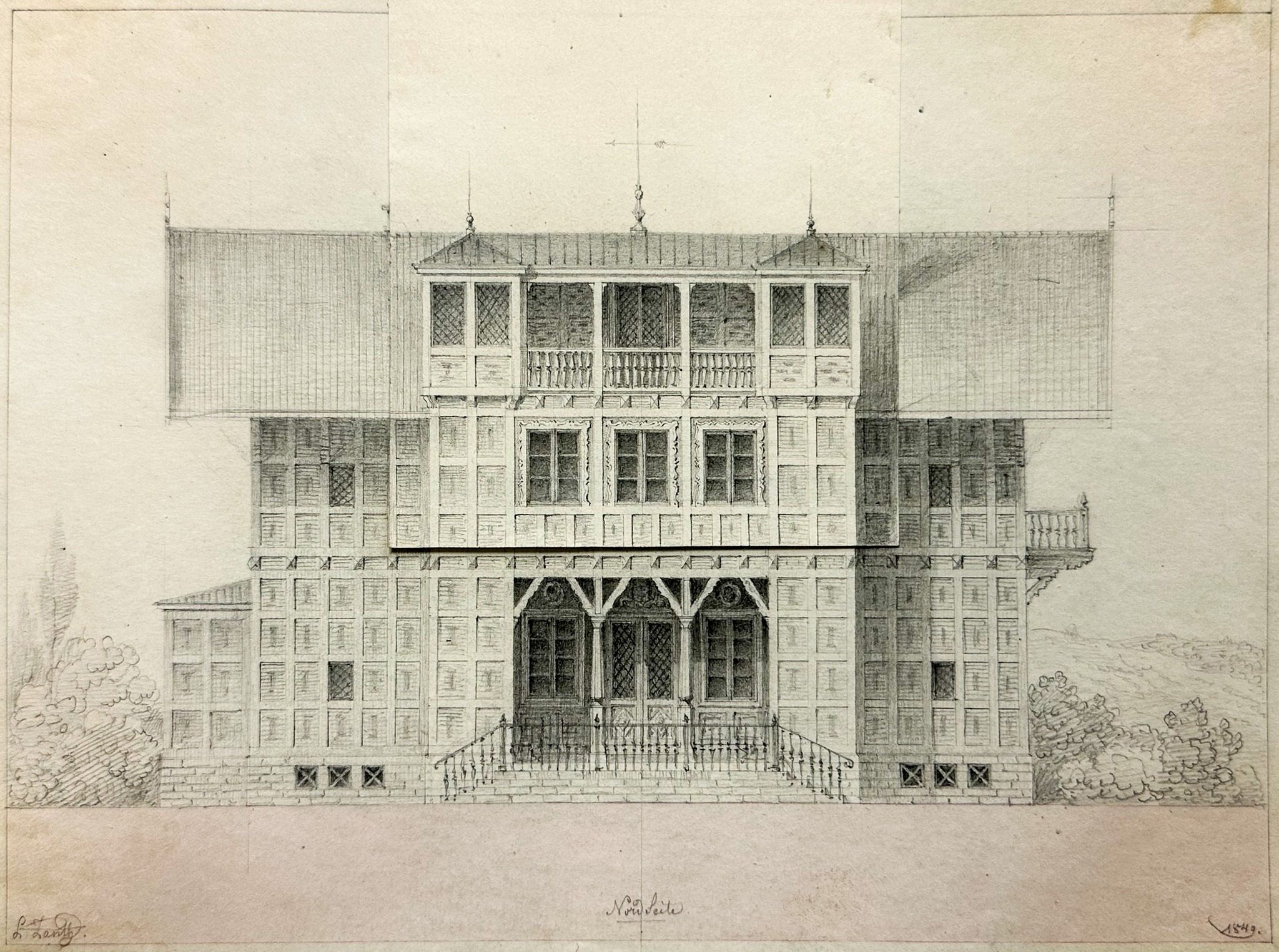 Schloss Fachsenfeld XIII- Ludwig Zanths Landhaus Gollenhof bei Mögglingen: Nordseite