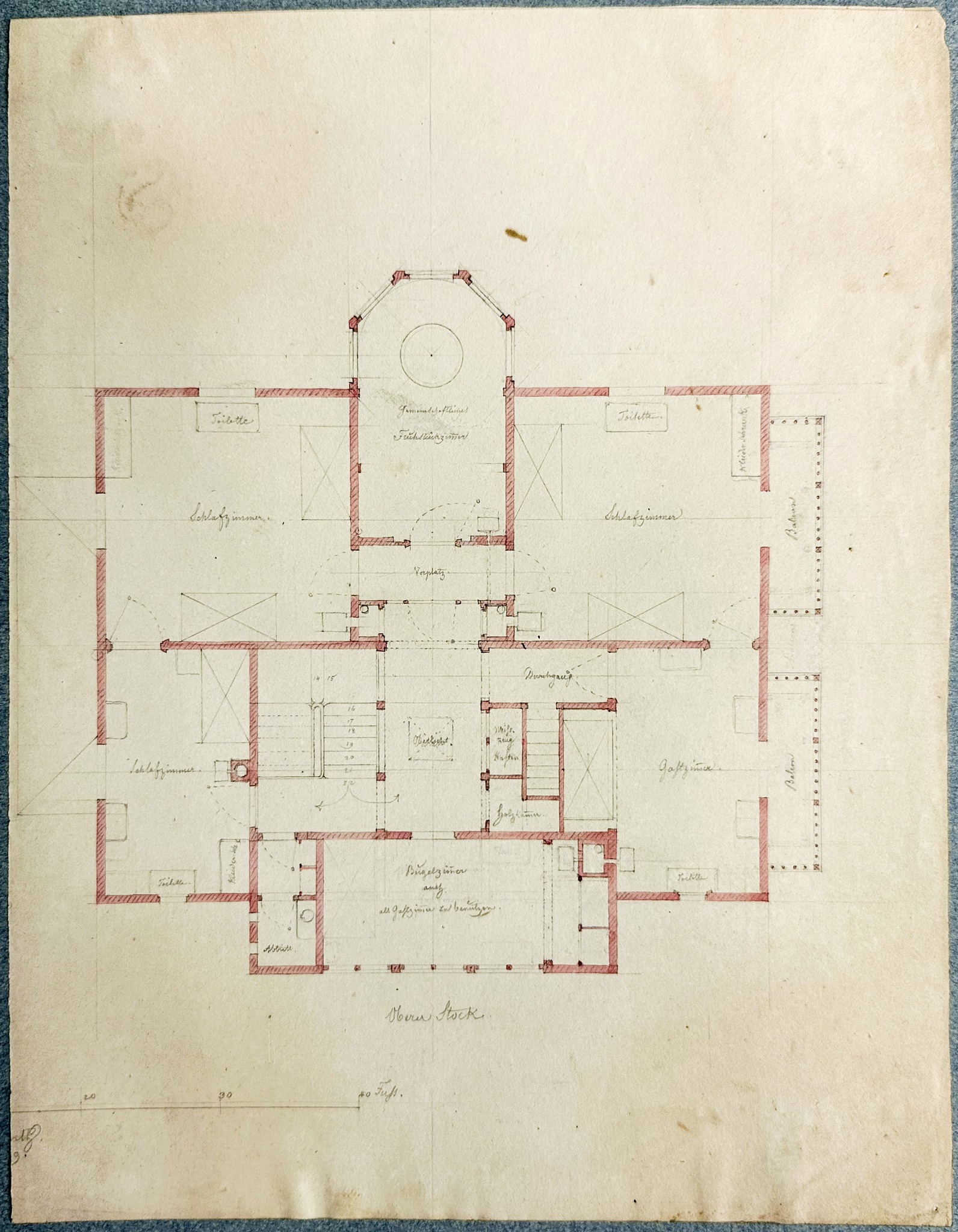 Schloss Fachsenfeld XIII- Ludwig Zanths Landhaus Gollenhof: Obergeschoss