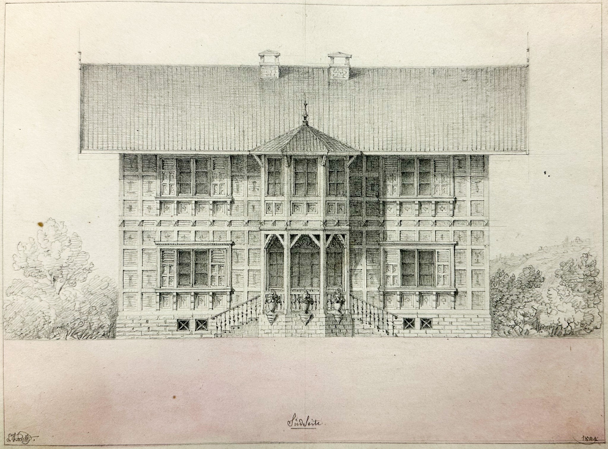 Schloss Fachsenfeld XIII- Ludwig Zanths Landhaus Gollenhof: Südseite