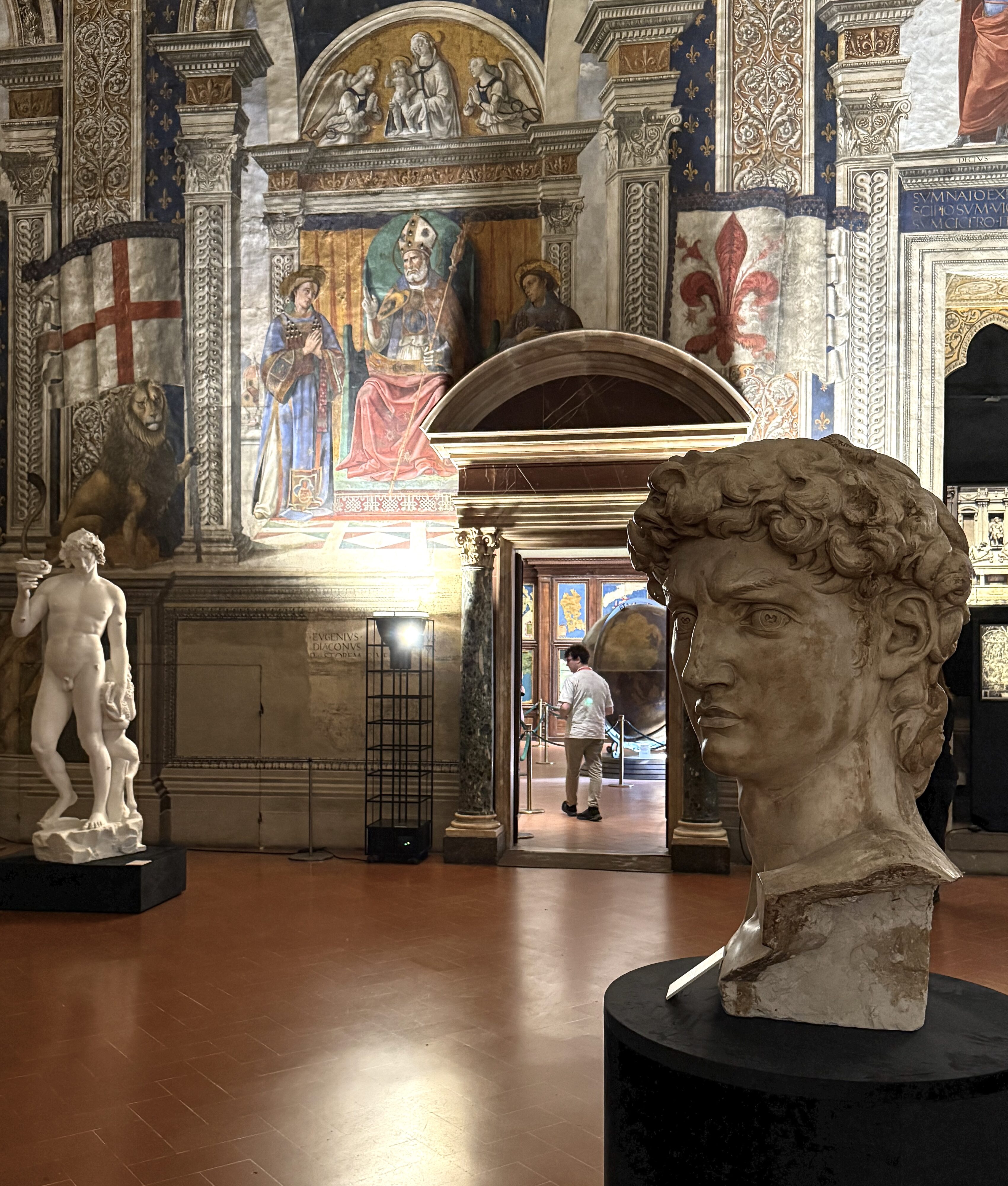 Florenz – Michelangelo, David, Gipsabguss des Kopfes in der Sala dei Gigli des Palazzo Vecchio
