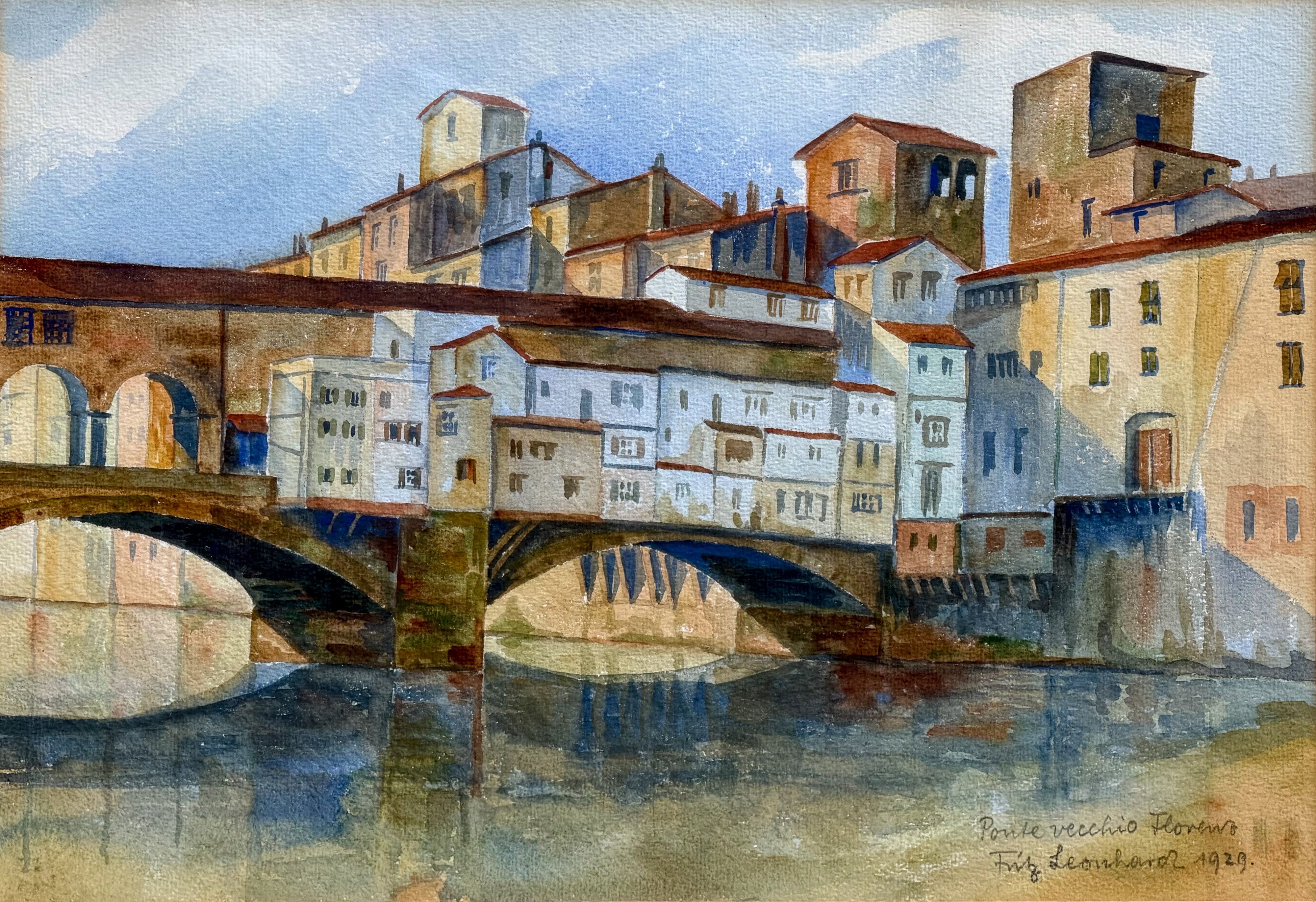 Fritz Leonhardt in Florenz – Ponte Vecchio, 1929, Aquarell  Familienbesitz